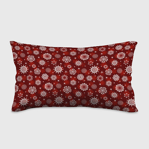 Подушка-антистресс Snowflakes on a red background / 3D-принт – фото 1