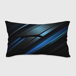 Подушка-антистресс Черная абстракция с синим неоновым ярким свечением, цвет: 3D-принт