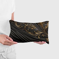 Подушка-антистресс Объемные золотые узоры на черной ткани лепнина, цвет: 3D-принт — фото 2