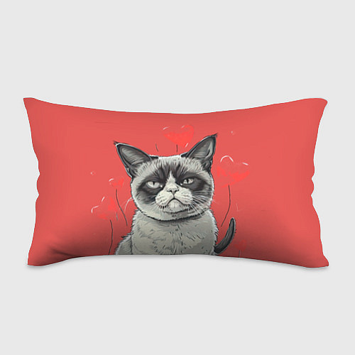 Подушка-антистресс Недовольный кот на день святого Валентина / 3D-принт – фото 1