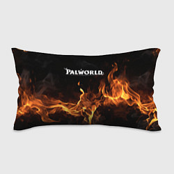 Подушка-антистресс Palworld логотип на черном фоне с огнем