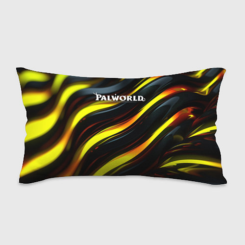 Подушка-антистресс Palworld логотип золотые и черные волны / 3D-принт – фото 1