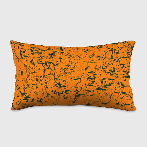 Подушка-антистресс Оранжевый с брызгами зеленой краски / 3D-принт – фото 1