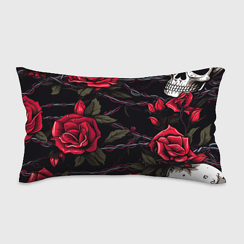 Подушка-антистресс Череп и красные розы / 3D-принт – фото 1