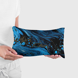 Подушка-антистресс Черные и синие сияющие волны, цвет: 3D-принт — фото 2