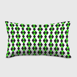 Подушка-антистресс Чёрные и зелёные ромбы на белом фоне, цвет: 3D-принт