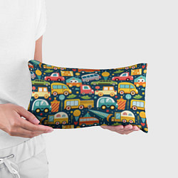 Подушка-антистресс Игрушечные машинки на синем фоне, цвет: 3D-принт — фото 2