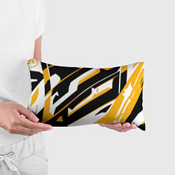 Подушка-антистресс Жёлто-белые широкие линии на чёрном фоне, цвет: 3D-принт — фото 2