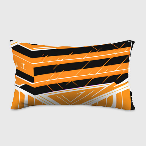 Подушка-антистресс Чёрно-белые полосы на оранжевом фоне / 3D-принт – фото 1