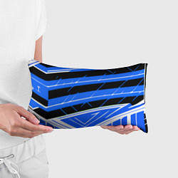 Подушка-антистресс Чёрно-белые полосы на синем фоне, цвет: 3D-принт — фото 2