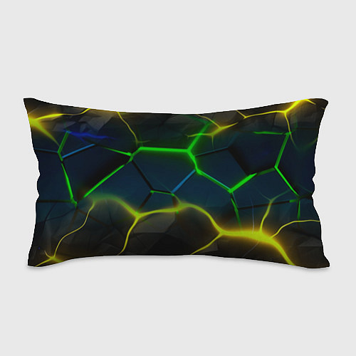 Подушка-антистресс Неоновые яркие зеленые плиты с желтым светом / 3D-принт – фото 1