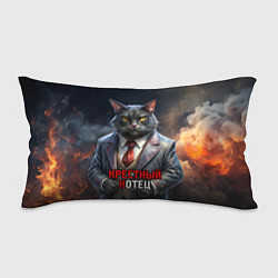 Подушка-антистресс Крестный котец на фоне огня и дыма