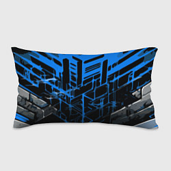 Подушка-антистресс Abstract blue stripes on a black background, цвет: 3D-принт