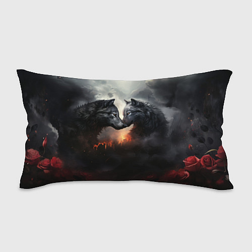 Подушка-антистресс Влюбленные волки в дыму / 3D-принт – фото 1