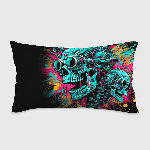 Подушка-антистресс Cyber skull sketch - color blots / 3D-принт – фото 1