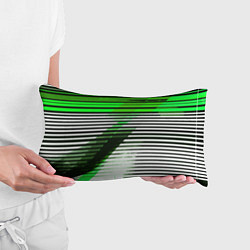 Подушка-антистресс Зелёно-чёрные полосы на белом фоне, цвет: 3D-принт — фото 2