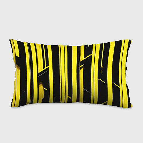 Подушка-антистресс Толстые жёлтые полосы на чёрном фоне / 3D-принт – фото 1