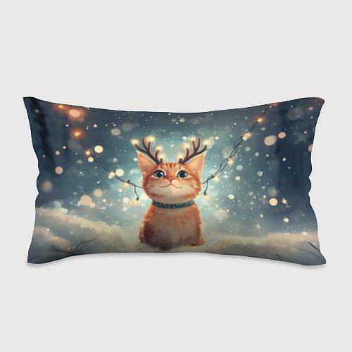Подушка-антистресс Рыжик котик с рогами оленя / 3D-принт – фото 1