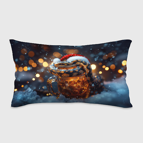 Подушка-антистресс Новогодняя змея с пивом / 3D-принт – фото 1