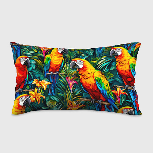 Подушка-антистресс Попугайчики ара в джунглях / 3D-принт – фото 1