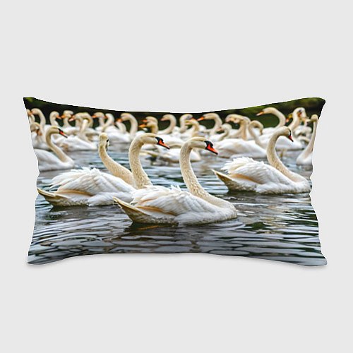 Подушка-антистресс Белые лебеди на пруду / 3D-принт – фото 1