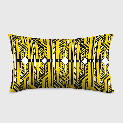 Подушка-антистресс Чёрно-жёлтые техно полосы на белом фоне / 3D-принт – фото 1