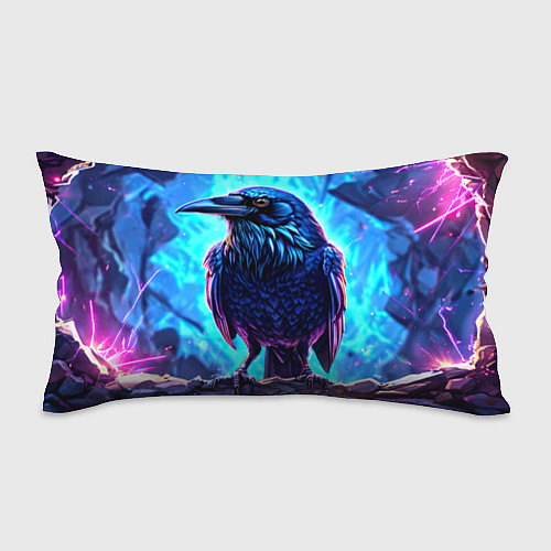 Подушка-антистресс Ворон на синем фоне / 3D-принт – фото 1