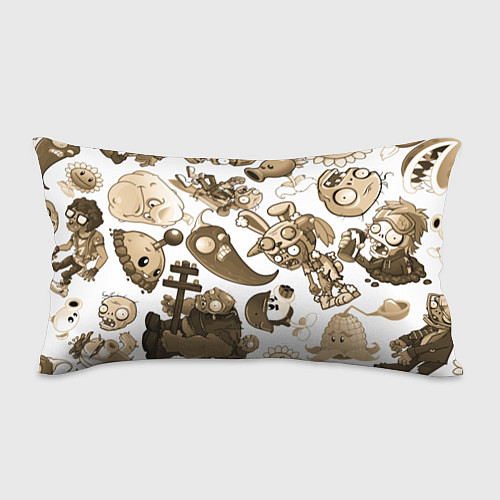 Подушка-антистресс Растения против зомби в бежевых тонах / 3D-принт – фото 1