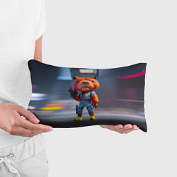 Подушка-антистресс Крутой капибара с пистолетом - киберпанк фантазия, цвет: 3D-принт — фото 2