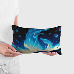 Подушка-антистресс Бело-синее пламя из абстрактных красок, цвет: 3D-принт — фото 2