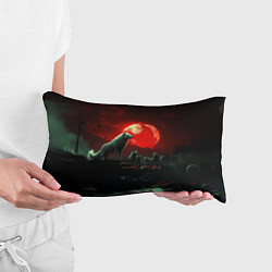 Подушка-антистресс Белый волк на фоне красной луны, цвет: 3D-принт — фото 2