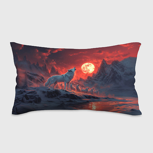 Подушка-антистресс Белый волк воет на луну / 3D-принт – фото 1