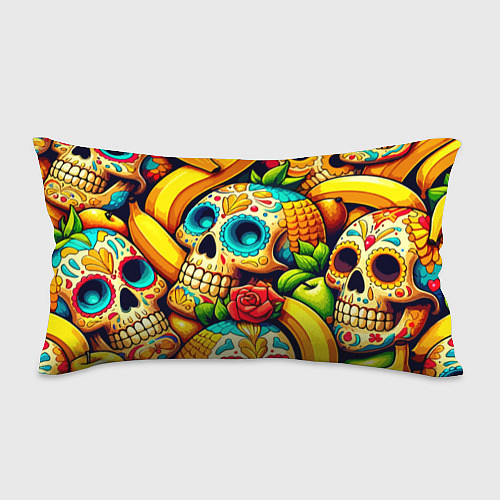 Подушка-антистресс Colorfull skulls and bananas - pop art pattern / 3D-принт – фото 1