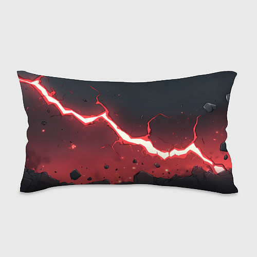 Подушка-антистресс Красная молния на черной текстуре / 3D-принт – фото 1