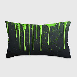 Подушка-антистресс Зеленая краска стекающая на черном фоне
