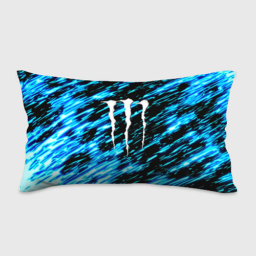 Подушка-антистресс Monster energy штрихи голубых неоновых красок / 3D-принт – фото 1