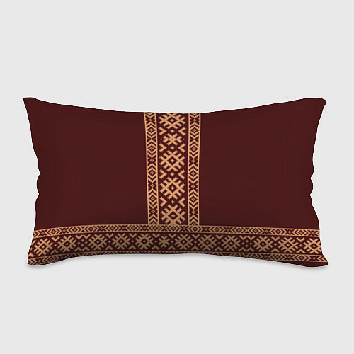 Подушка-антистресс Золотой узор на бордовом - вышиванка рубаха / 3D-принт – фото 1