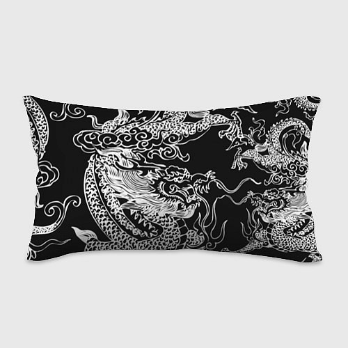 Подушка-антистресс Белый дракон на черном / 3D-принт – фото 1
