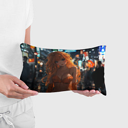 Подушка-антистресс Рыжая девушка в ночном городе, цвет: 3D-принт — фото 2