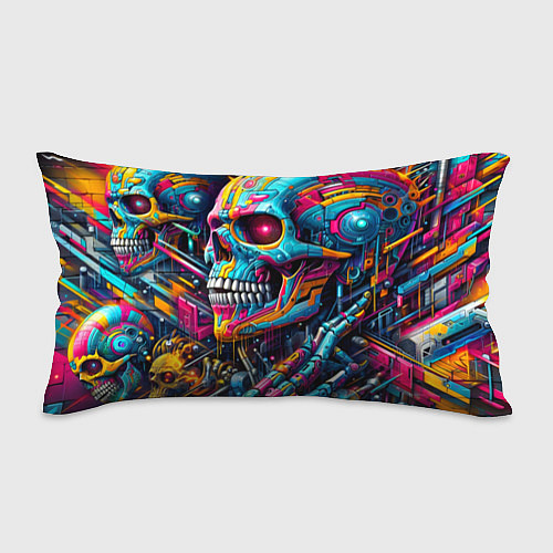 Подушка-антистресс Cyber skull - pattern / 3D-принт – фото 1