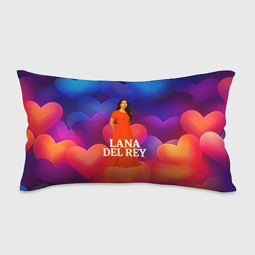 Подушка-антистресс Lana Del Rey на фоне сердечек / 3D-принт – фото 1