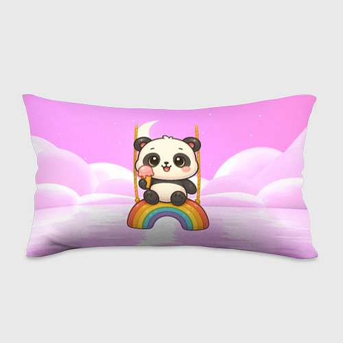 Подушка-антистресс Панда с мороженым качается на радуге / 3D-принт – фото 1