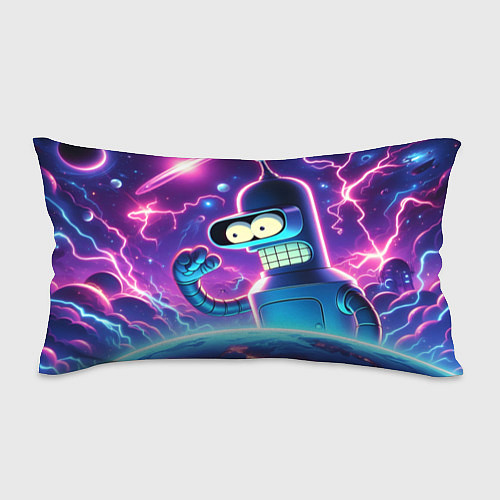 Подушка-антистресс Bender in neon space - cartoon Futurama / 3D-принт – фото 1