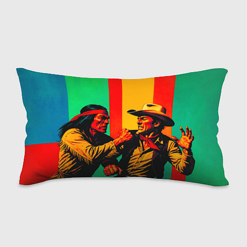 Подушка-антистресс Ковбой против индейца поп-арт / 3D-принт – фото 1