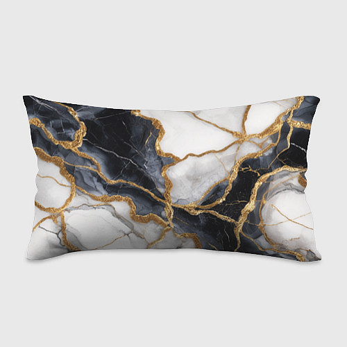 Подушка-антистресс Мрамор белый и черный с золотом / 3D-принт – фото 1