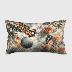 Подушка-антистресс Мрамор с цветами и леопардовый узор, цвет: 3D-принт