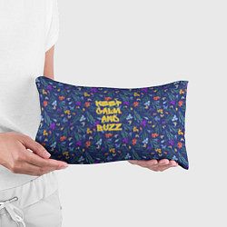 Подушка-антистресс Keep calm and buzz - пчелы и цветы, цвет: 3D-принт — фото 2