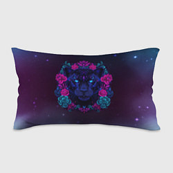 Подушка-антистресс Неоновая пантера в цветочном узоре, цвет: 3D-принт