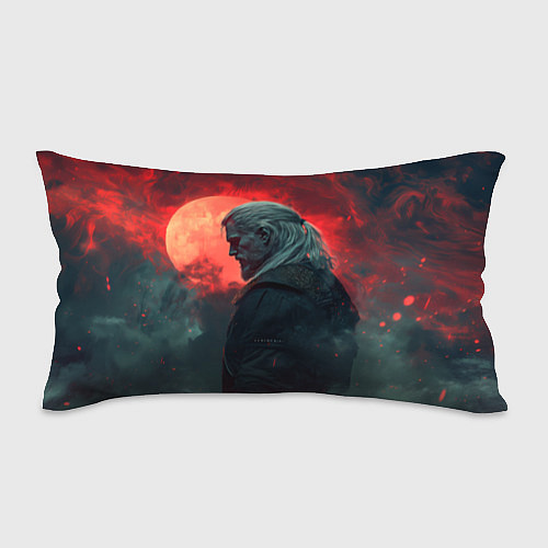 Подушка-антистресс Ведьмак на фоне красной луны / 3D-принт – фото 1