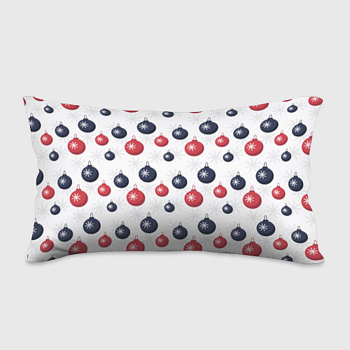 Подушка-антистресс Синие и красные новогодние шары со снежинками / 3D-принт – фото 1